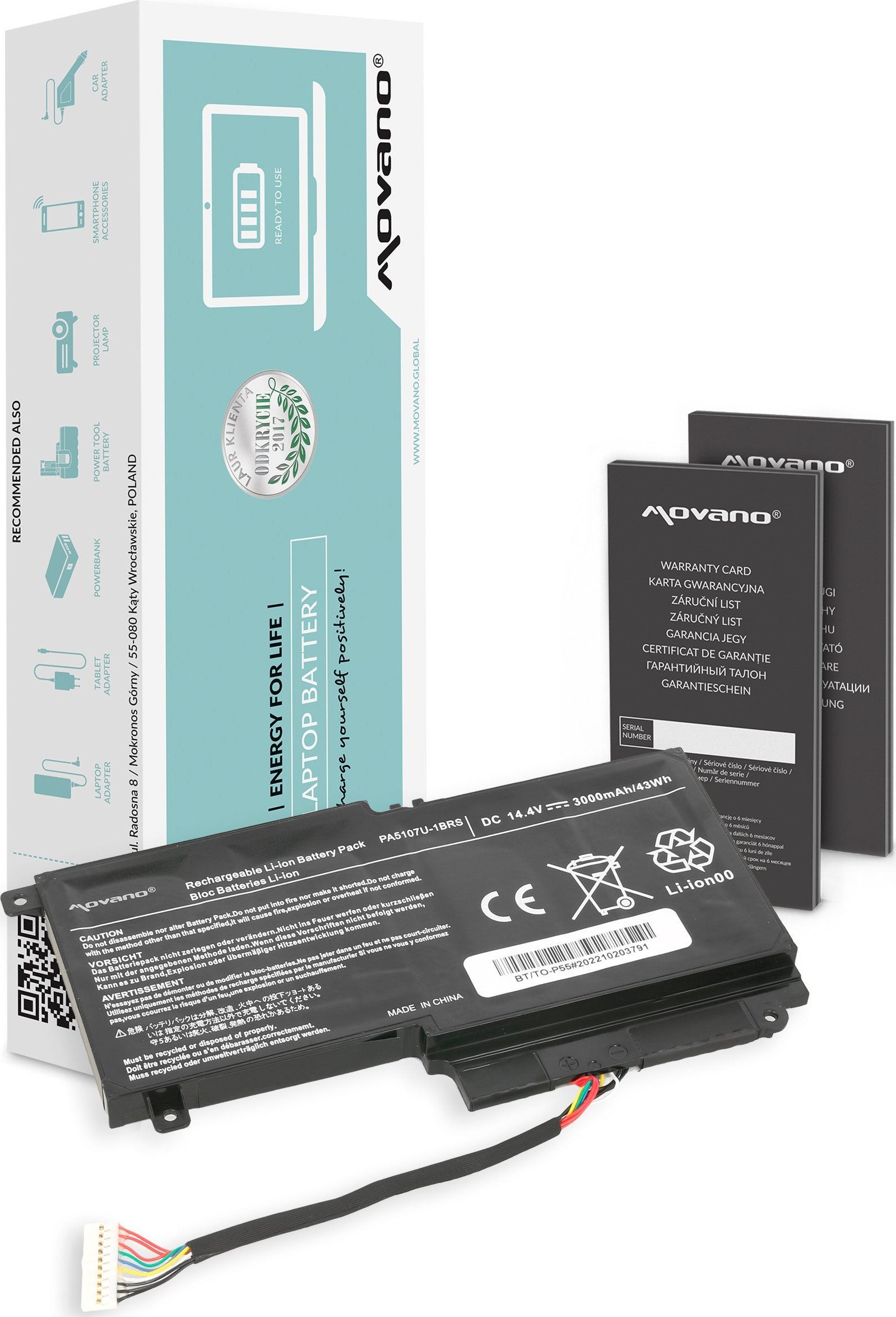 Bateria Movano Bateria PA5107U-1BRS do Toshiba L50 L55 P55 S55