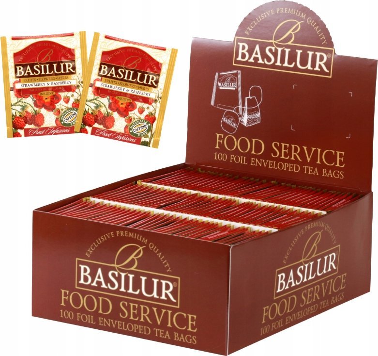 Basilur Basilur STRAWBERRY RASPBERRY HORECA herbata owocowa bez kofeiny truskawka malina - w kopertach 100 x 1,8 g
