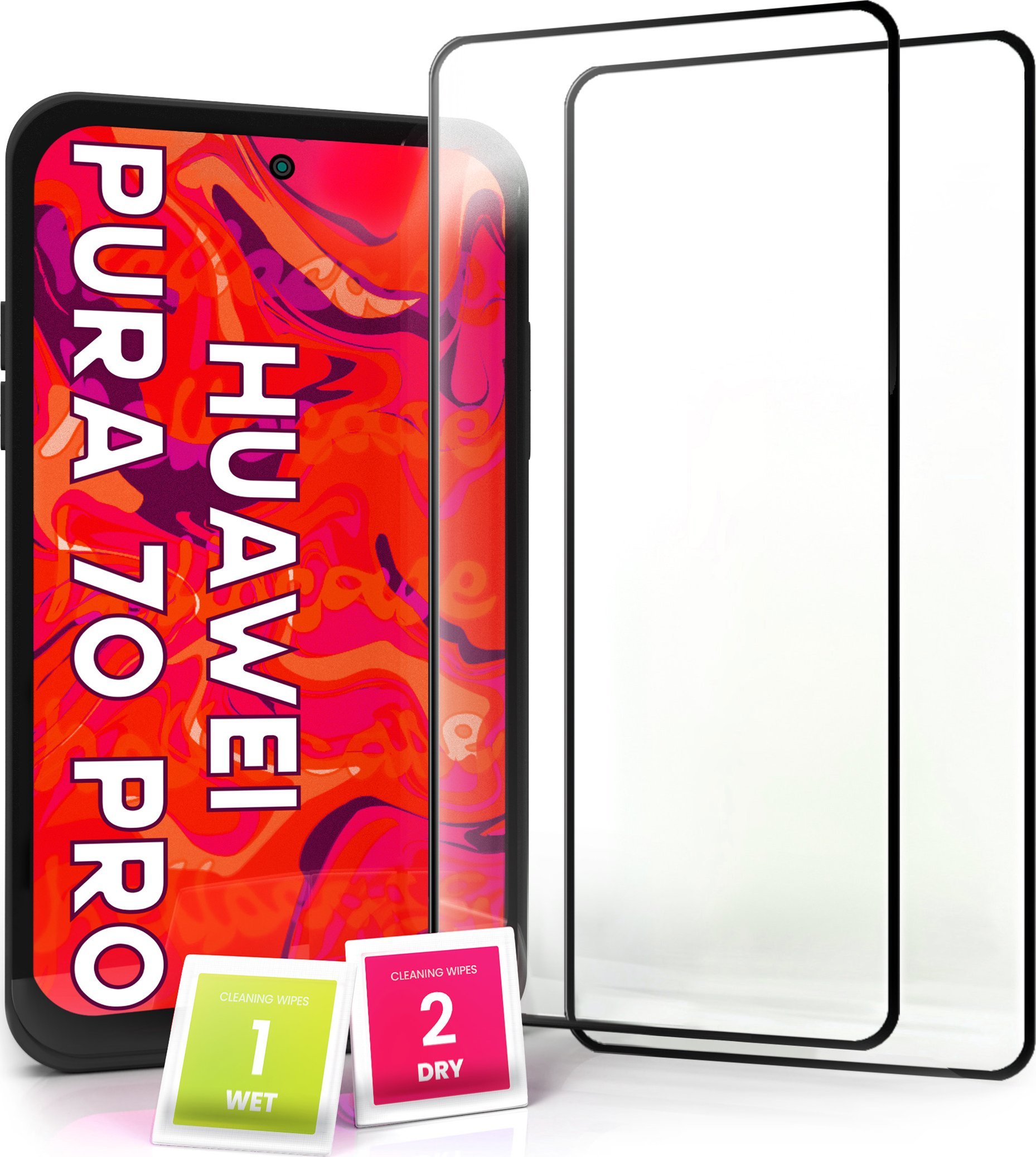 Hello Case 2-pak Szkło Hartowane do Huawei Pura 70 Pro Ochronne Pełne cały ekran 5D 9H