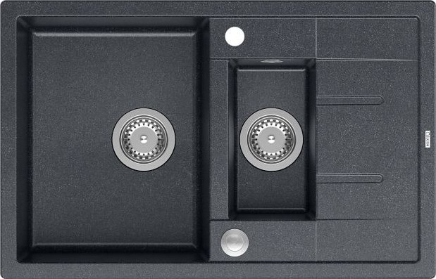 Zlewozmywak GraniteQ MORGAN 156 GraniteQ zlewozmywak black diamond z syfonem Push To Open okrągły 1,5-komorowy z/o / stal szlachetna