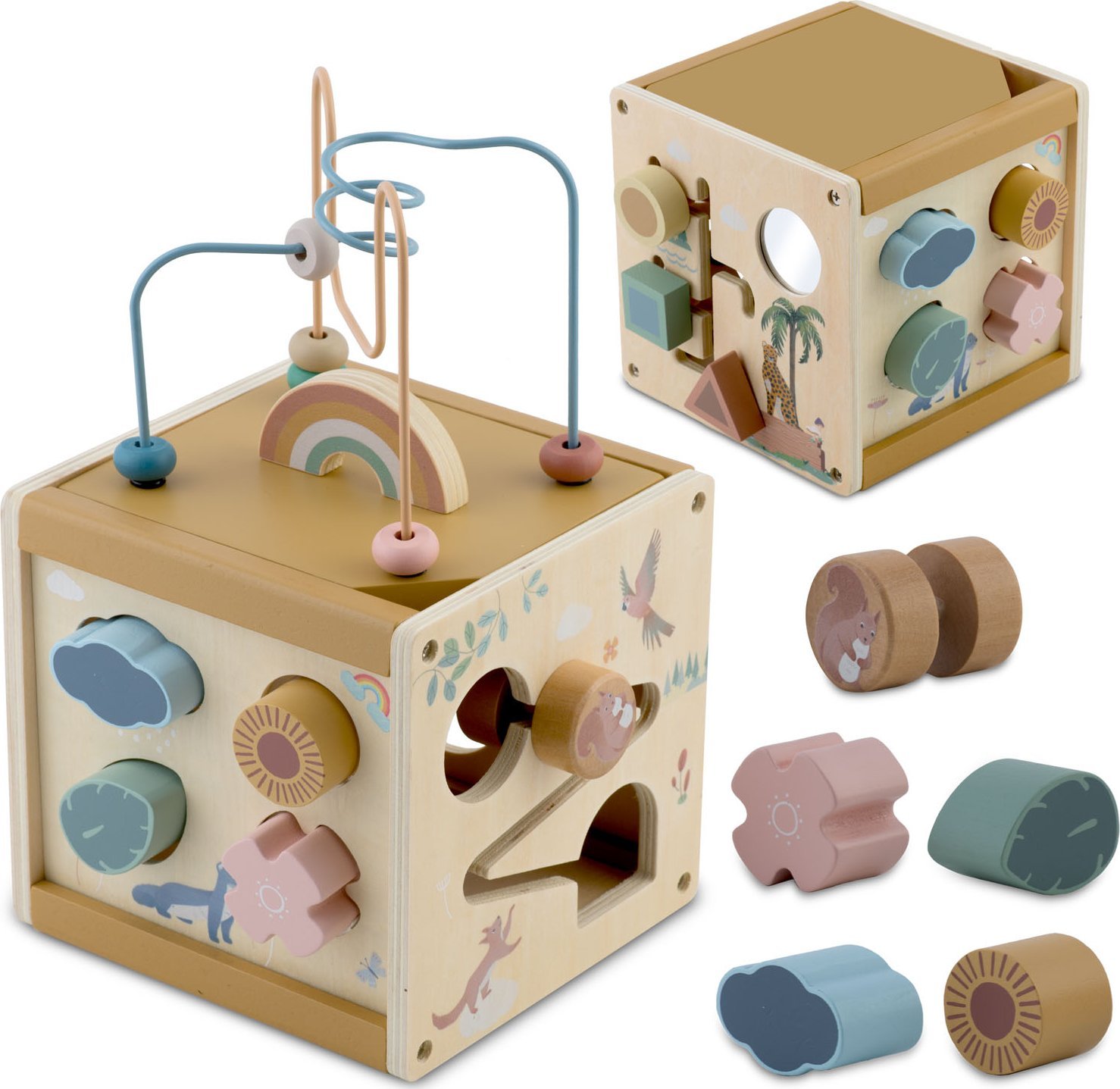 Drewniana zabawka sensoryczna kostka NK-861 Nukido