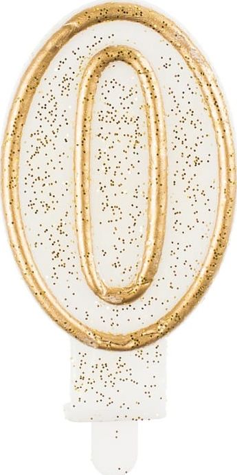 GoDan Świeczka cyferka ze złotą obwódką i brokatem - 0 - 1 szt. uniwersalny