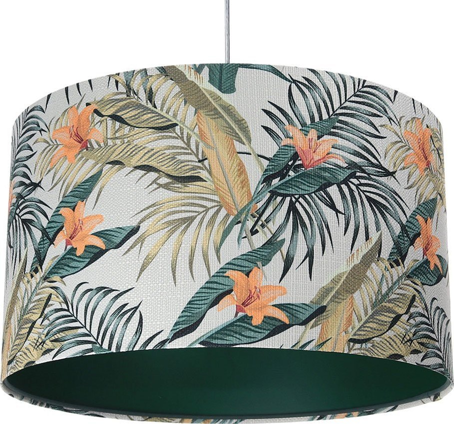 Lampa wisząca Lumes Zielona lampa wisząca z kwiecistym wzorem - S367-Hilva