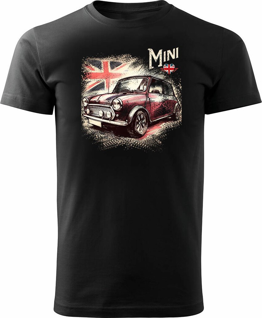 Topslang Koszulka z samochodem Mini Morris Mini Cooper kolekcjonerska męska czarna REGULAR XXL