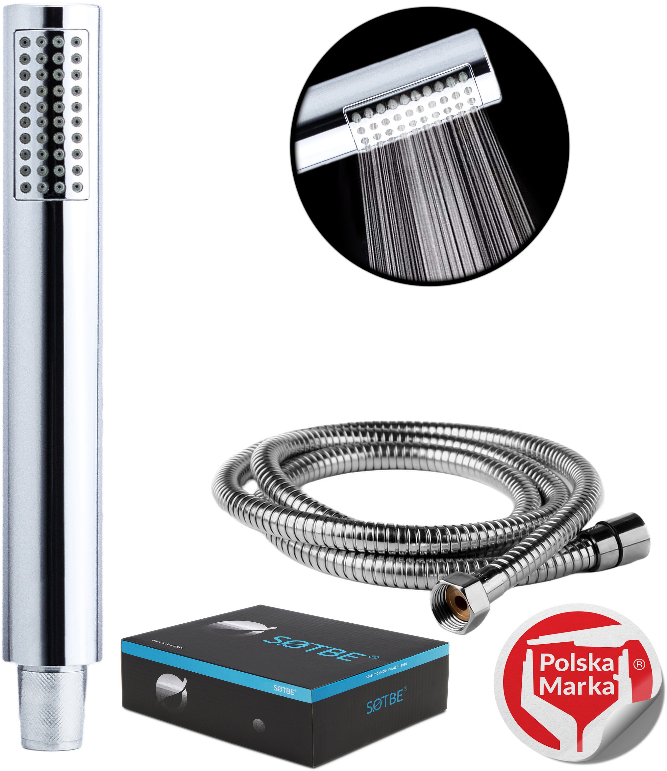 SOTBE ZESTAW Słuchawka prysznicowa z wężem