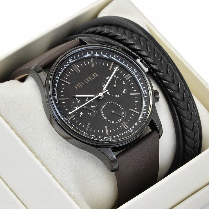 Zestaw męski zegarek Paul Lorens - FABER - 10602A2-1B2 + bransoletka