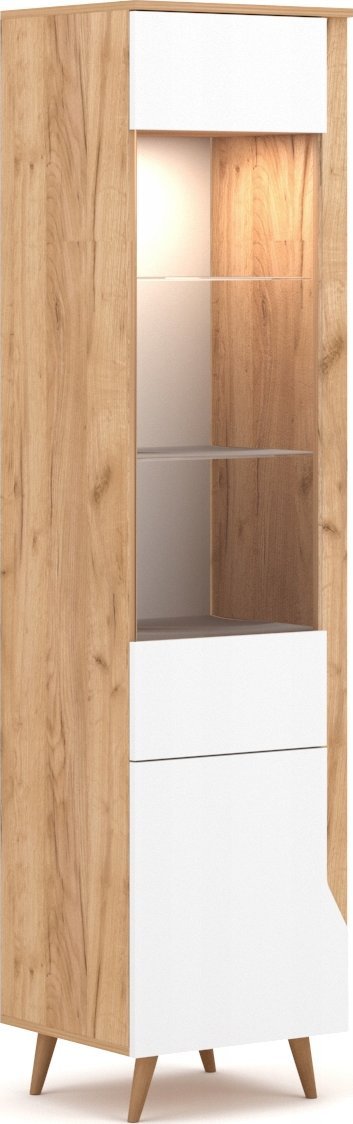 Vivaldi Meble WITRYNA TUE LE craft złoty/biały mat LED B 2K