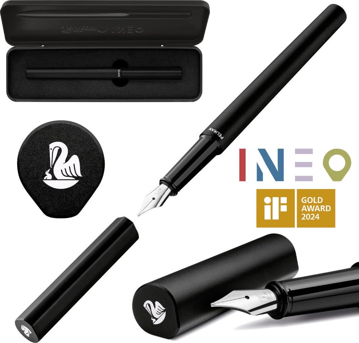 Pelikan Pióro wieczne metalowe INEO P6 Black Rock metalowe etui prezentowe PELIKAN