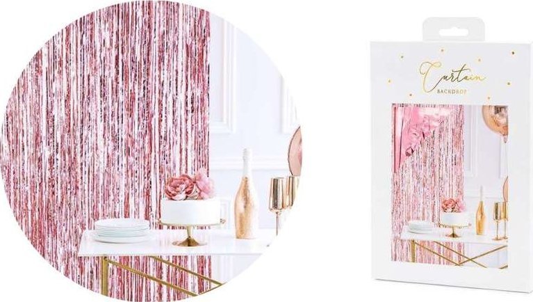PartyDeco Kurtyna Party Zasłona różowe złoto Ścianka 90x250