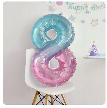 Balon 8 urodziny Cyfra OSIEM Foliowy Happy Birthday różowo-niebieski 100cm