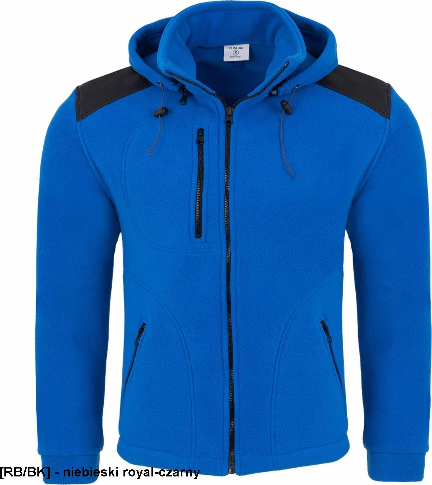 JHK FLRA 340 BUS HOOD PREMIUM - bluza polarowa z odpinanym kapturem 350-360 g/m2 - niebieski royal-czarny 3XL