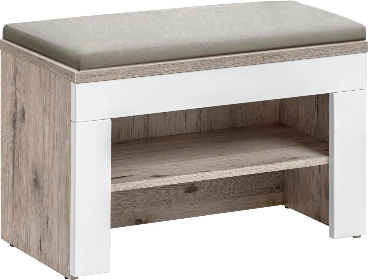 ASM Meble Szafka na buty z siedziskiem GUSTAVO dąb wellington/biała połysk ASM Meble
