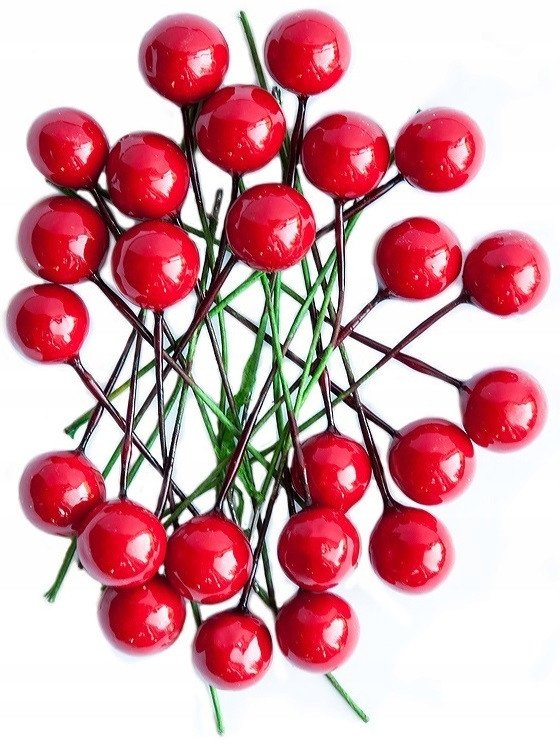 Owoce ostrokrzewu białe czerwone 1,2cm 24szt