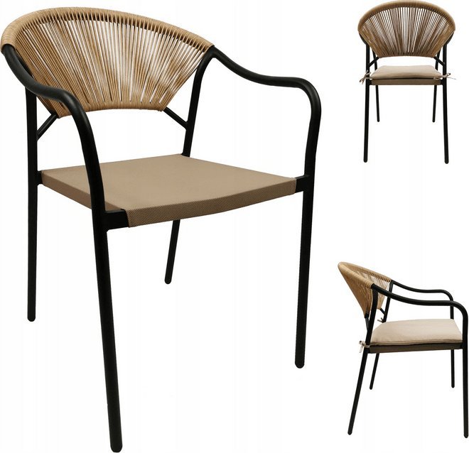 kontrast Krzesło ogrodowe z poduszką PORTO 54,5X55X83 cm beżowe