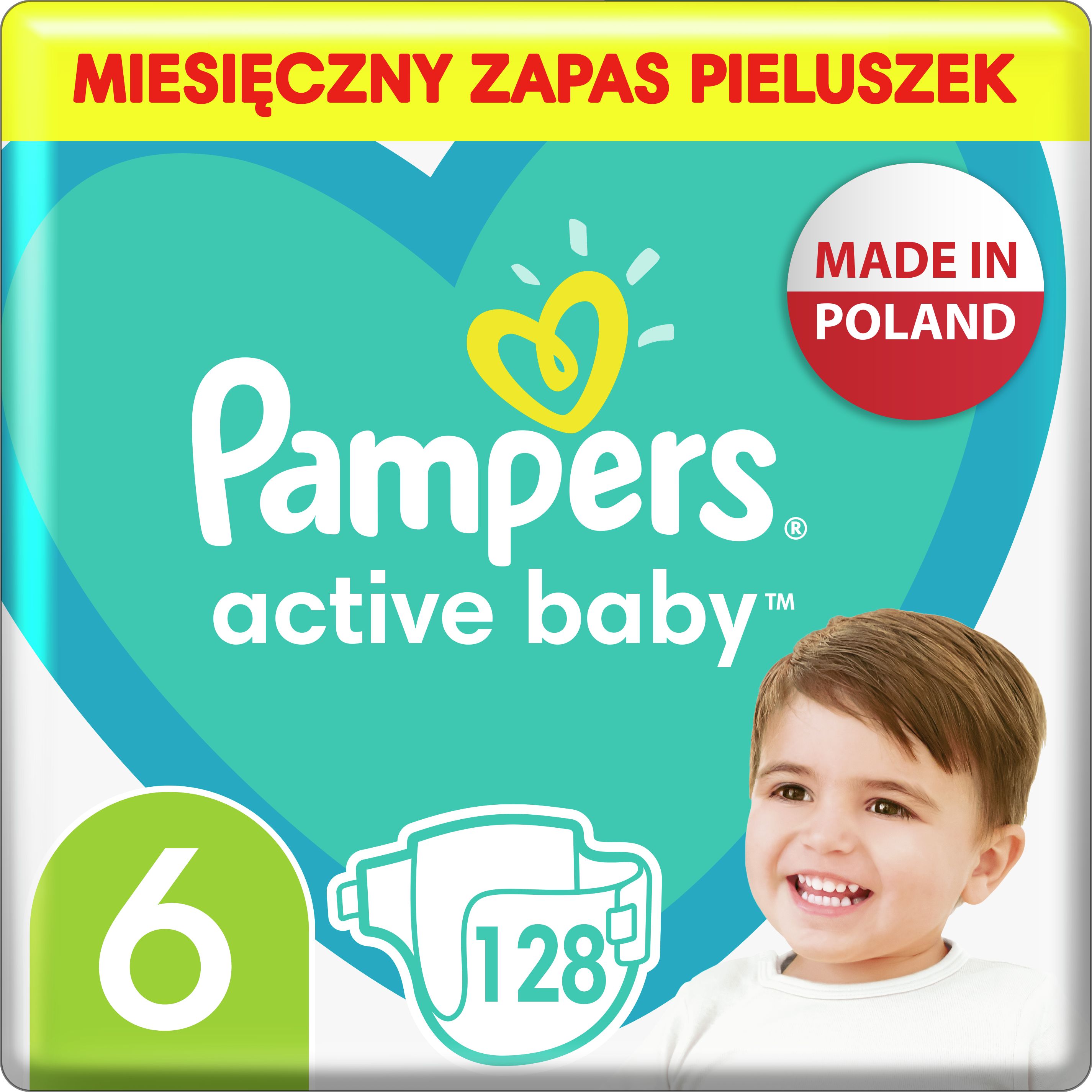 Pampers Pieluchy Active Baby 6, 13-18 kg, 128 szt.