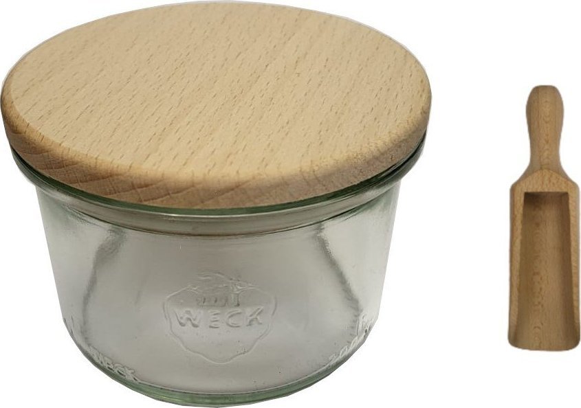 Wamar-Sosenka Zestaw Słoików WECK Pojemność 200 ml średnica 80mm 12sztuk + Drewniane wieka, miarka