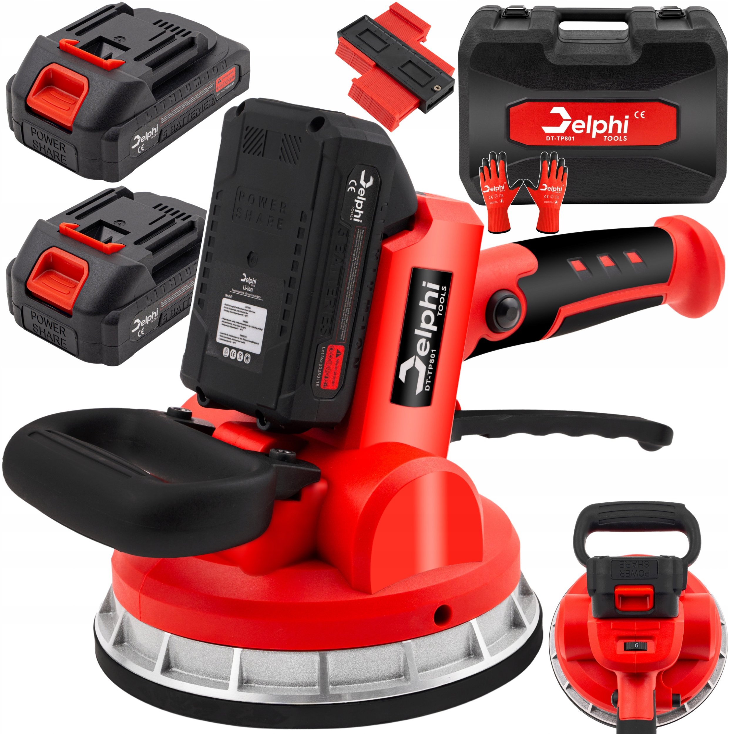 PRZYSSAWKA WIBRUJĄCA DO PŁYTEK WIBRATOR DO POZIOMOWANIA 2xAKU MOCNA 1000W