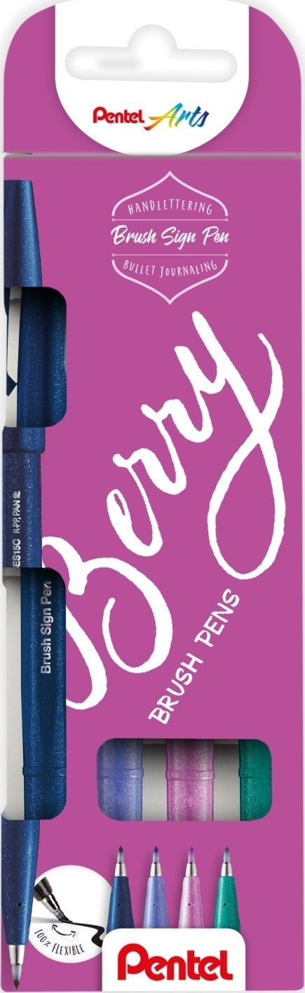 Pentel Fineliner Pentel SES15B-4 Brush Sign Pen BERRY - (4 stk.)