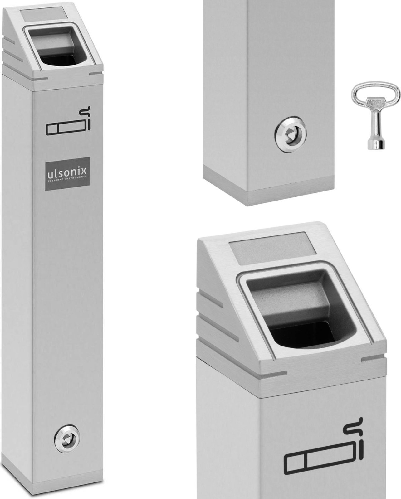 Ulsonix Popielnica popielniczka ścienna zewnętrzna zamykana 2 l - srebrna Popielnica popielniczka ścienna zewnętrzna zamykana 2 l - srebrna