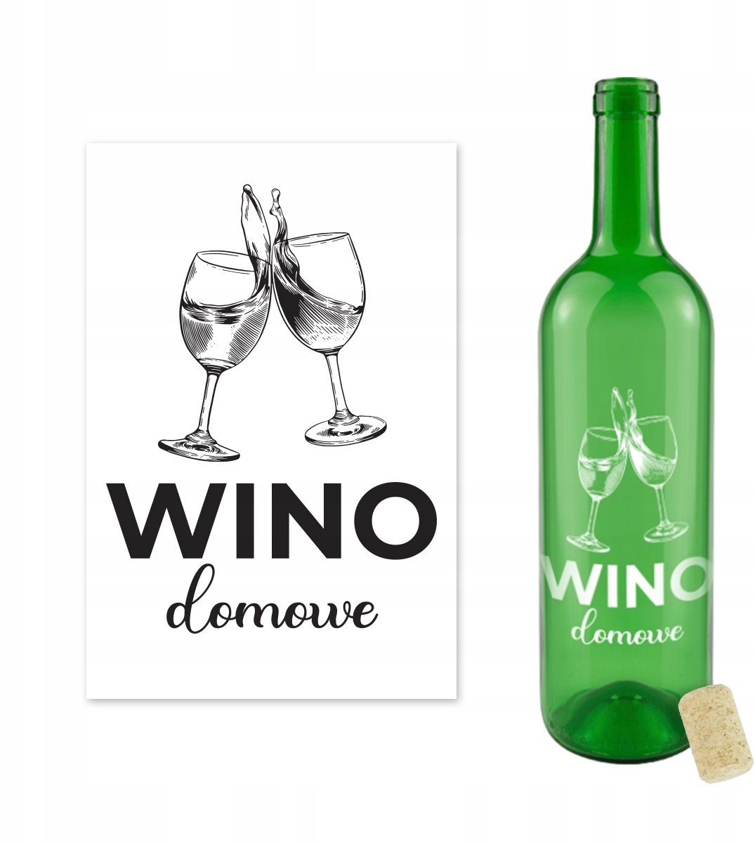 Bimberek Butelka na wino 0,75l WINO DOMOWE szklane butelki ZIELONE