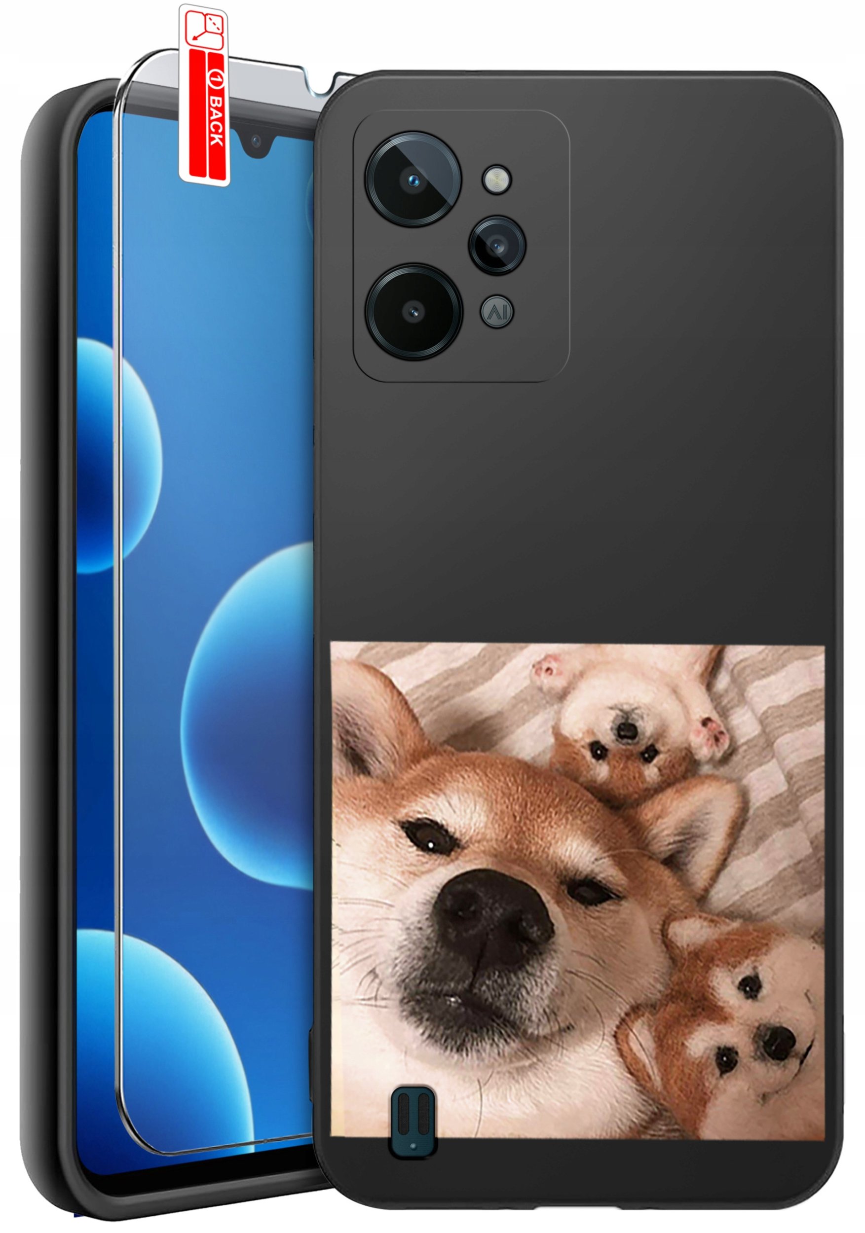 ETUI do Realme C31| WZORY | SILIKONOWE MATT CASE + SZKŁO 9H