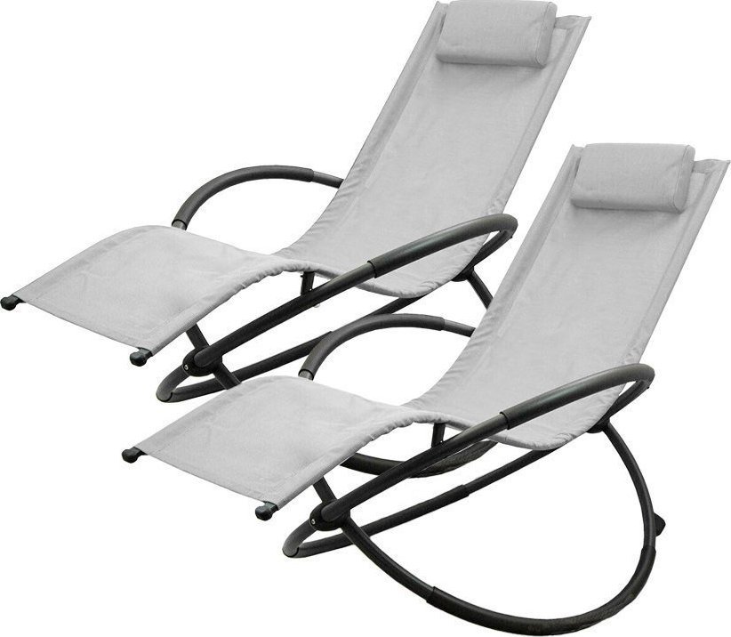 Lacestone KOMPLET LEŻAKÓW OGRODOWYCH SZARY WODOODPORNY MATERIAŁ SOLIDNE