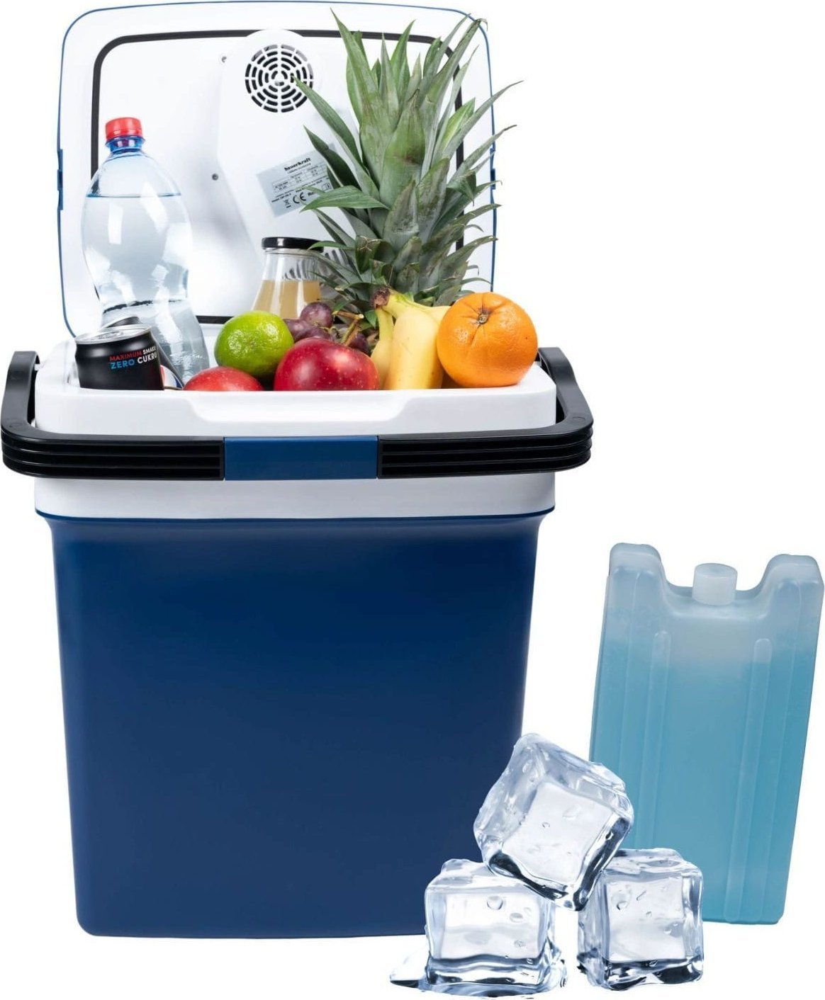 Lodówka turystyczna przenośna samochodowa 29L 220-240V DC12V funkcja grzania wkład gratis niebieska