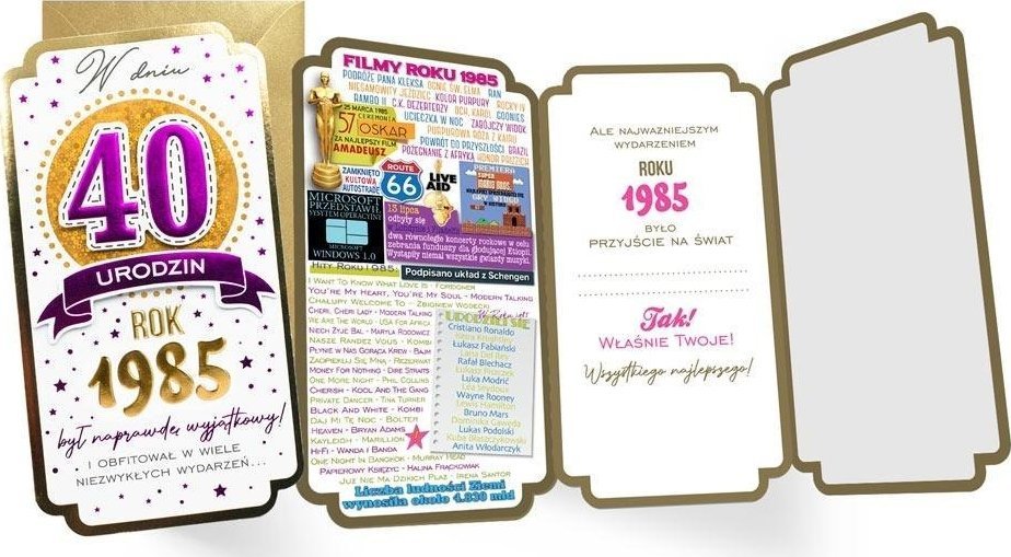 Karnet urodziny 40