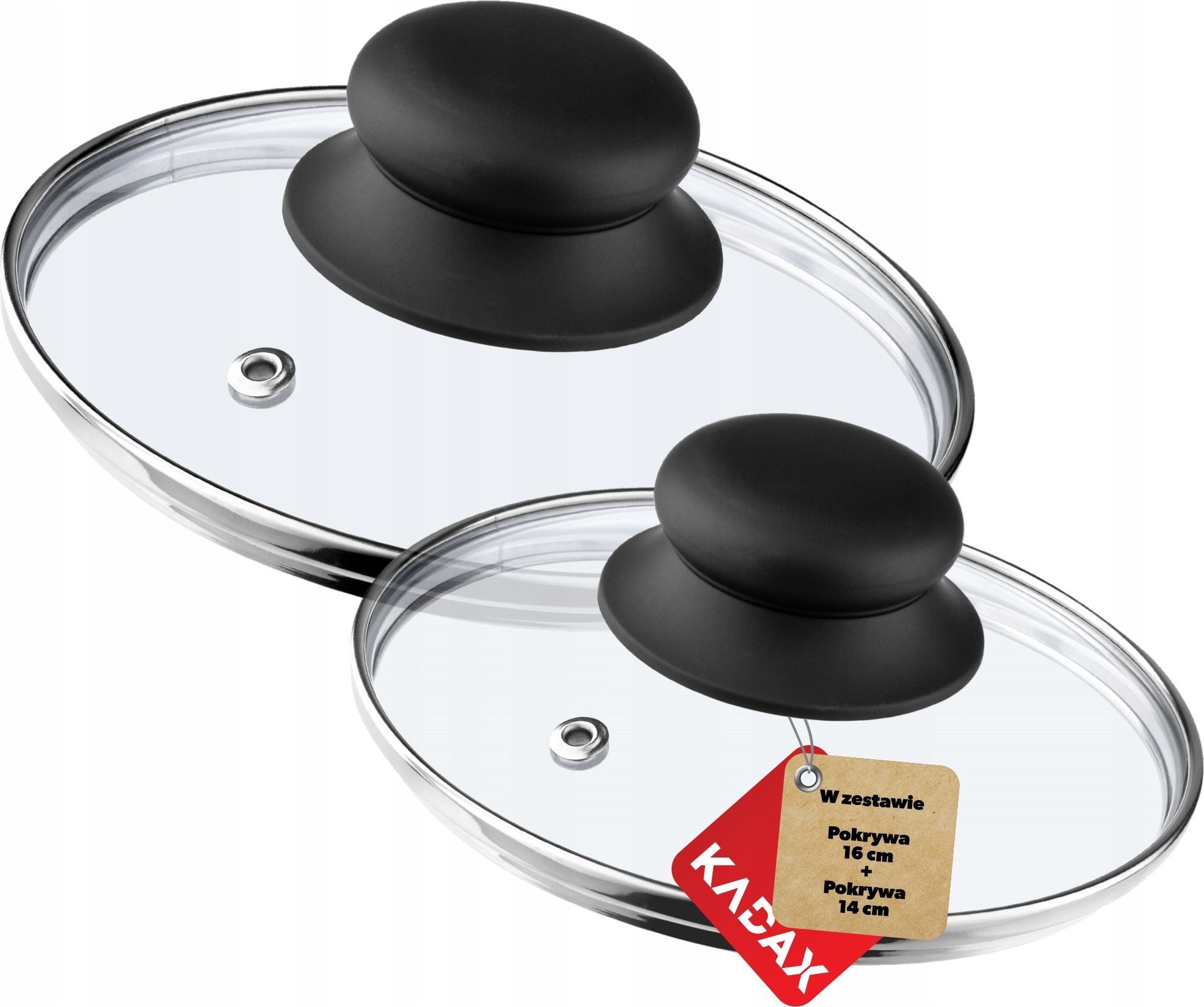 Kadax Pokrywka Szklana Patelnia Garnek Pokrywa 14 + 16cm