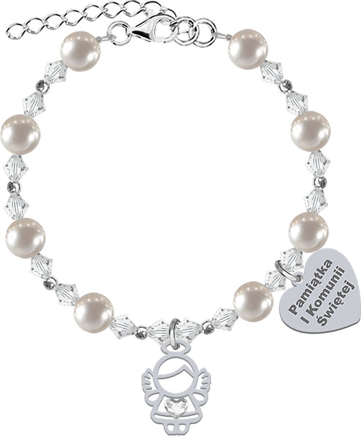 Radziszewska Jewellery I KOMUNIA ŚWIĘTA Bransoletka z Aniołkiem srebro GRAWER GRATIS