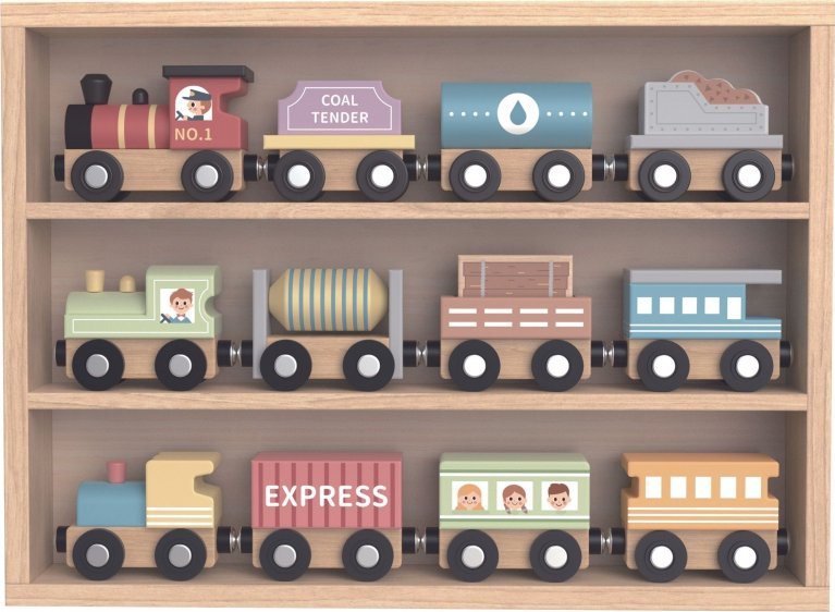 Tooky Toy Drewniane Pojazdy Wagoniki na Magnes