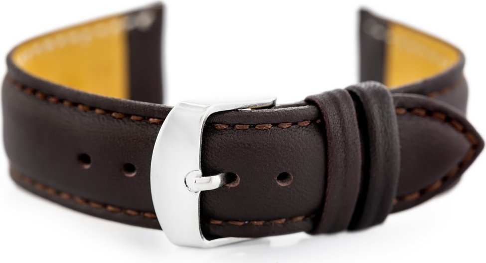 Pasek skórzany do zegarka W83L - ciemny brąz - 20mm