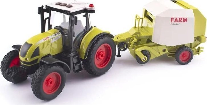 Traktor z przyczepą, belownica siania, ciągnik