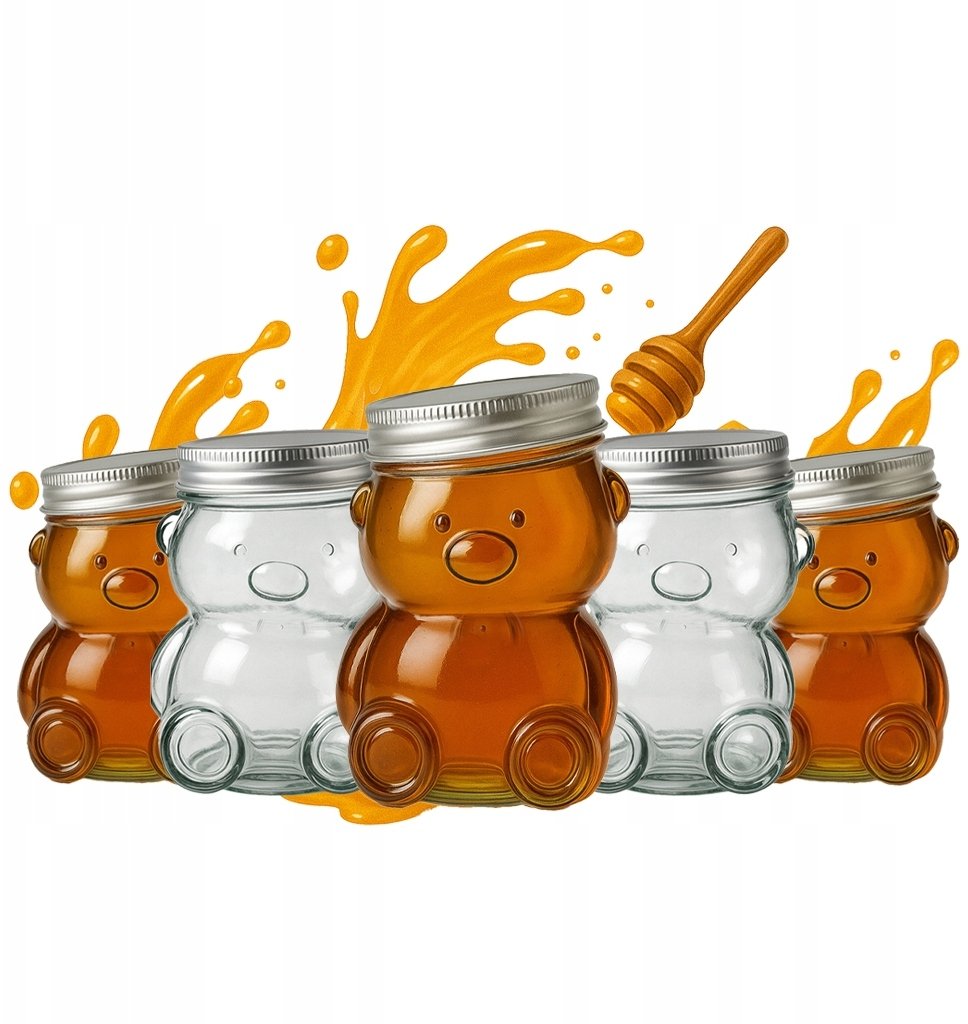 5x Słoik szklany MIŚ 80ml z zakrętką na miód dżem przyprawy mini słoiczek