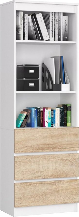 Elior Skandynawski regał do salonu biały + dąb sonoma - Risten 3X