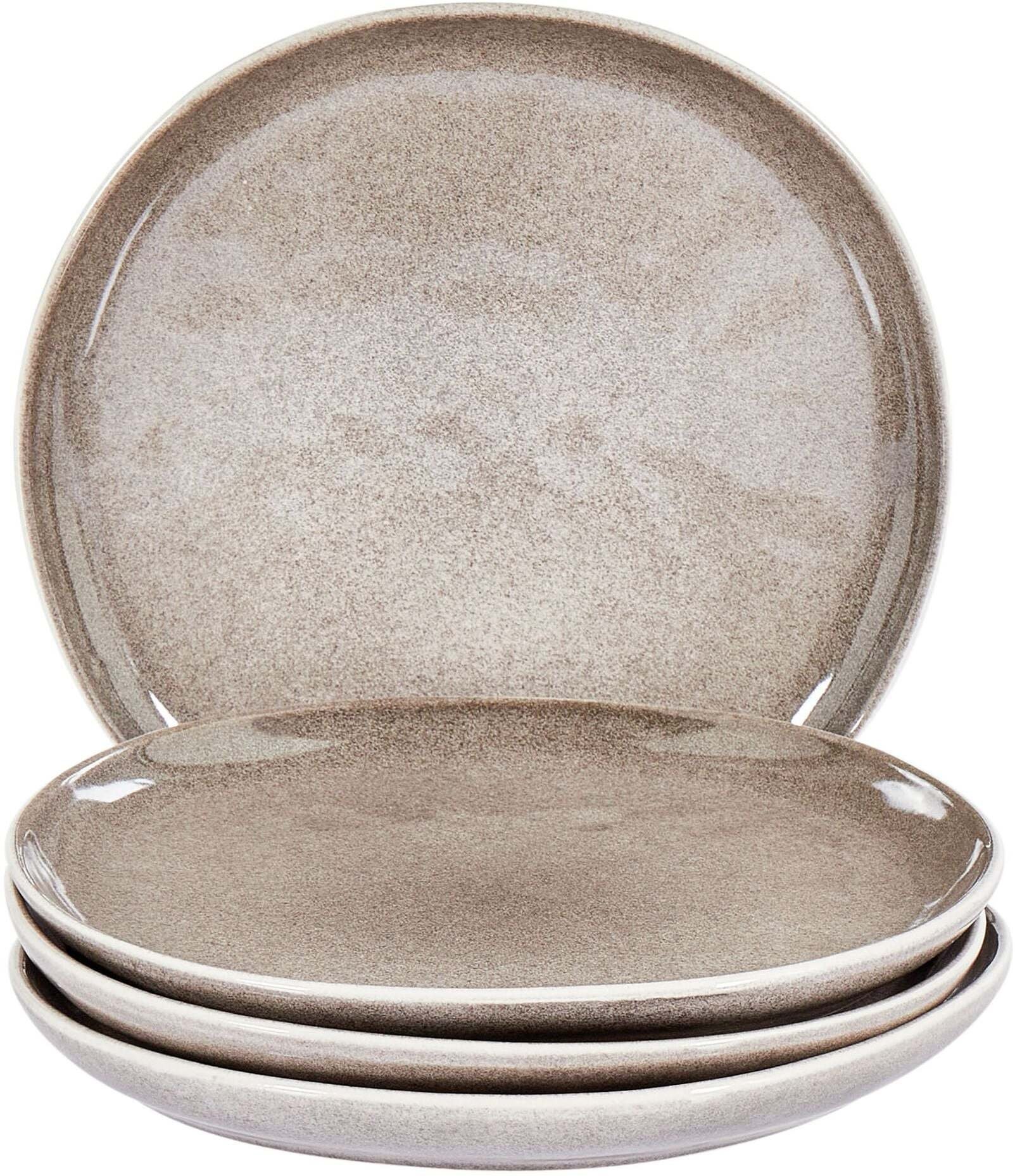 Beliani Zestaw 4 małych talerzy COSTMARY ceramicznych szarych