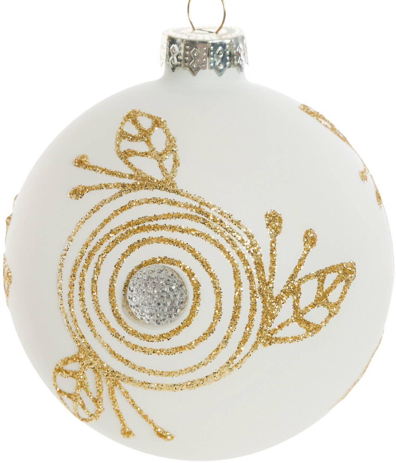 4 x szklane bombki choinkowe białe 10 cm komplet świąteczny