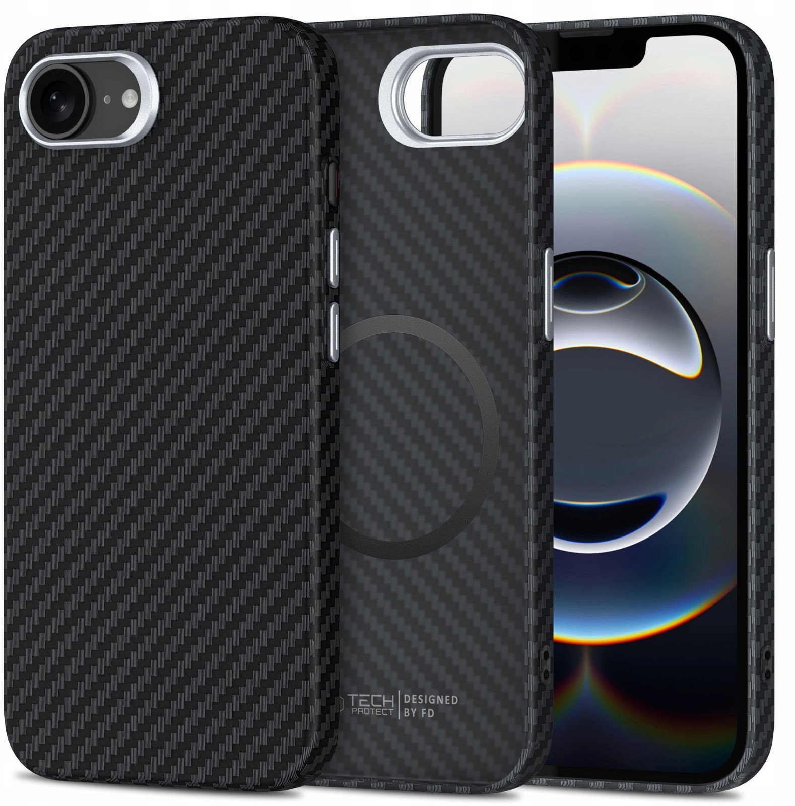 Etui Tech-Protect Ion Carbon MagSafe Apple iPhone 16e Black/silver