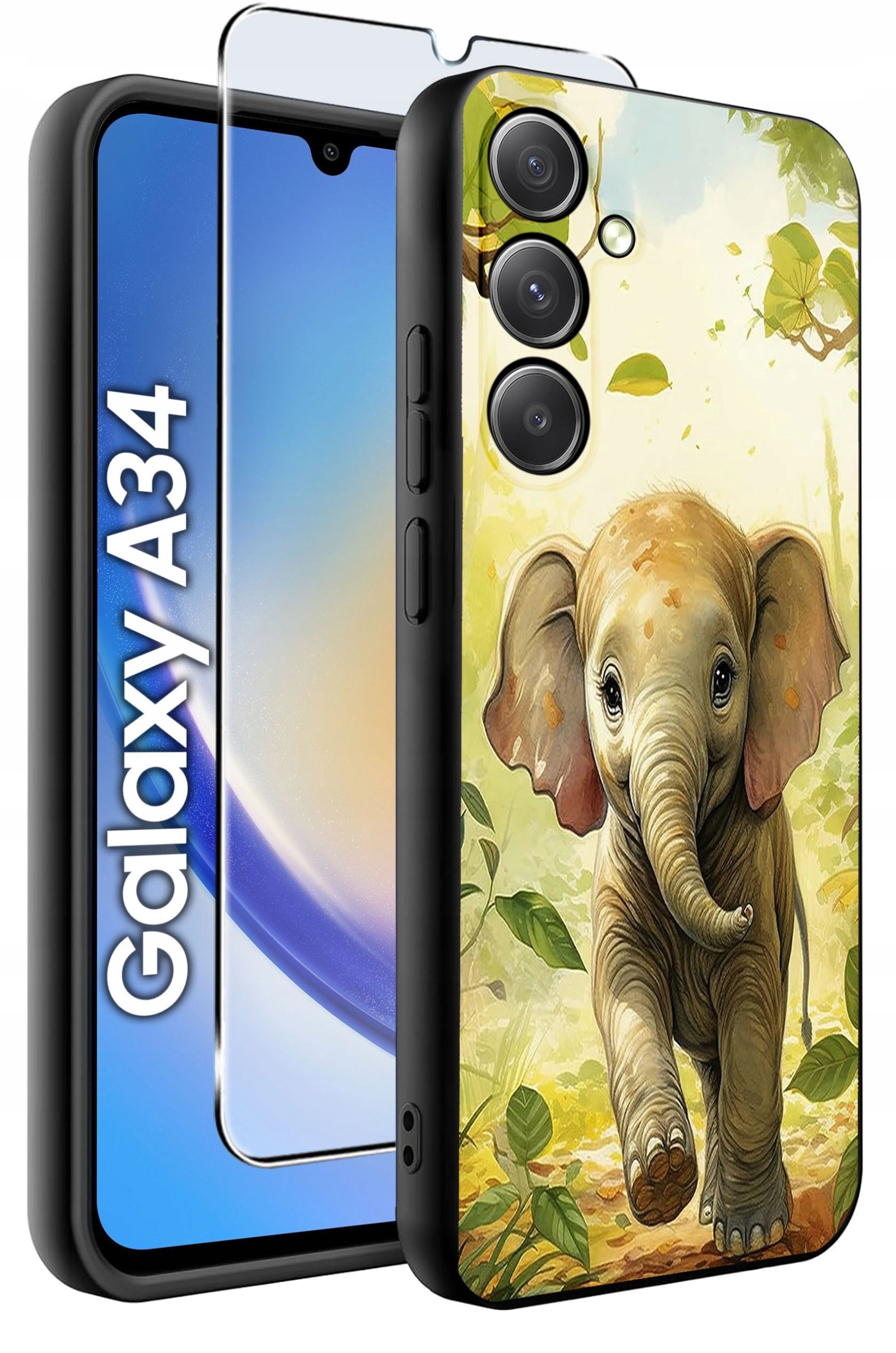 ETUI do Samsung A34 5G WZORY | SILIKONOWE MATT CASE + SZKŁO 9H