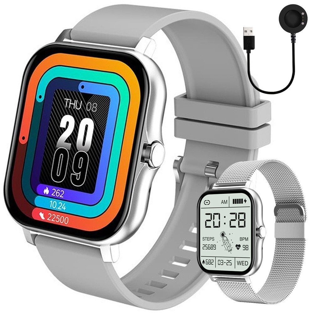 Smartwatch zegarek damski męski gumowy pasek sport bluetooth rozmowy szary