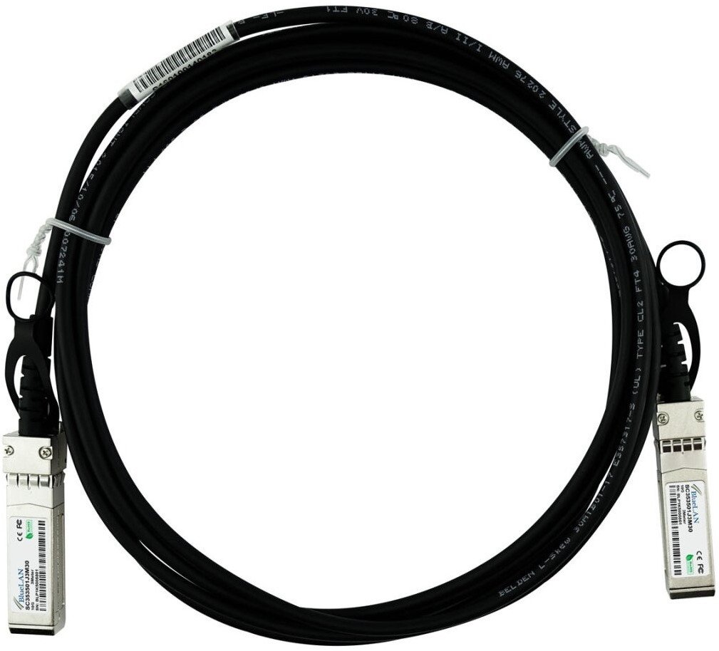 BlueOptics R9D20A-BL kabel InfiniBand / światłowodowy 3 m SFP+ Czarny, Srebrny