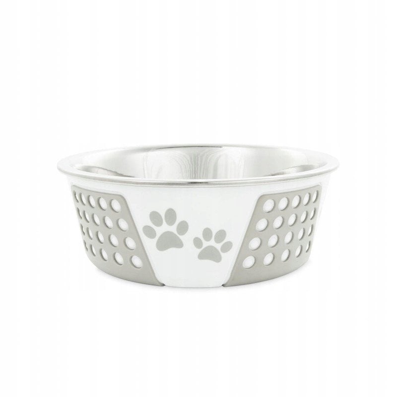 Miska, dla psa, szara, nadruk �apa, stal nierdzewna, antypo�lizgowa,17cm, 900ml