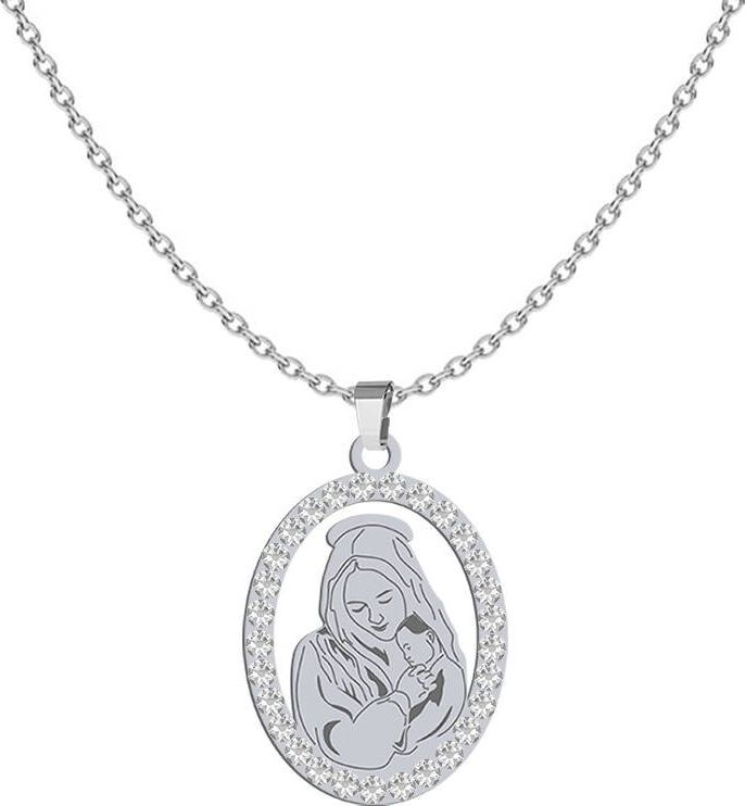 Radziszewska Naszyjnik Medalik Matka Boska z kryształkami