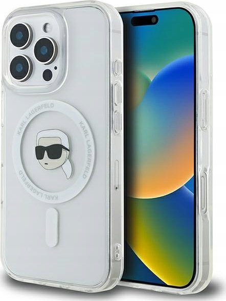 Karl Lagerfeld Karl Lagerfeld KLHMP16LHLSKIH iPhone 16 Pro 6.3" biały/white hardcase IML Metal Karl Head MagSafe