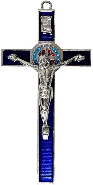 Krzyż granatowy metalowy Benedykta 30cm