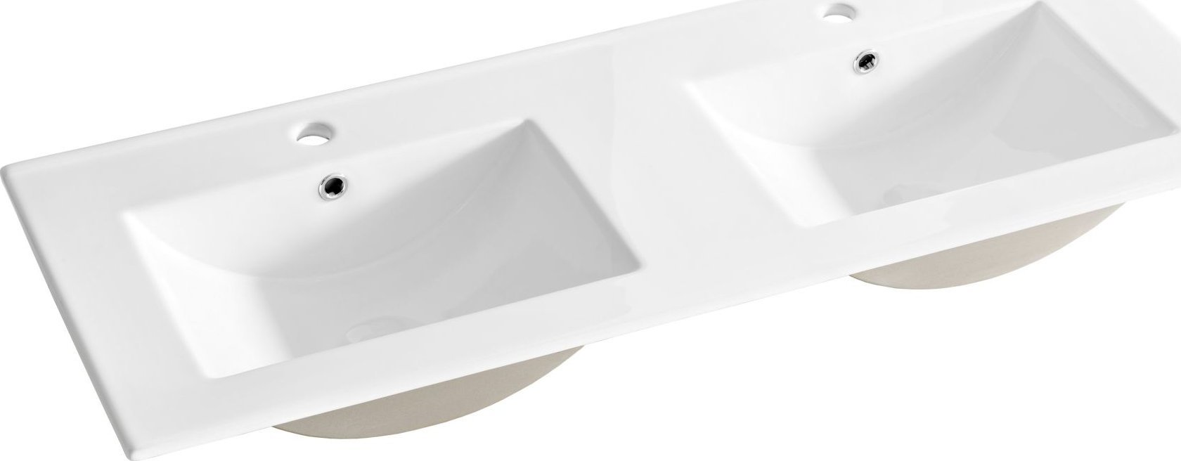 Umywalka Comad Umywalka ceramiczna, podwójna, Lava, 121x46x17 cm, biały