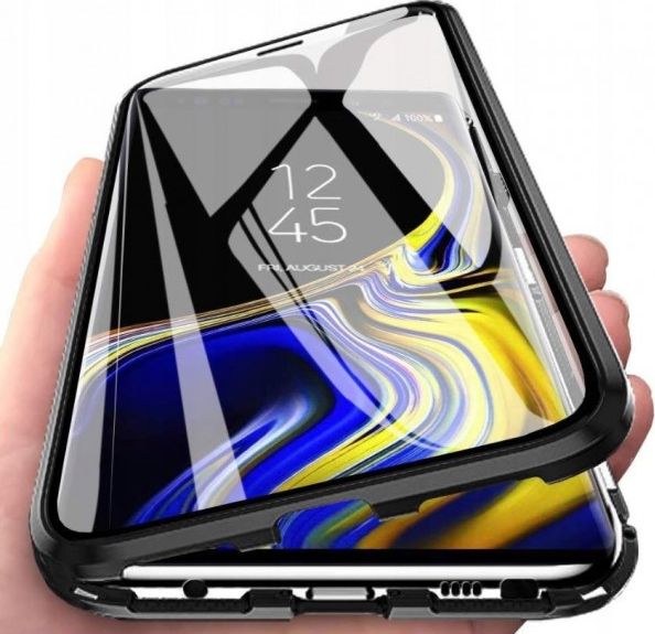 Etui Magnetic 3w1 SAMSUNG GALAXY A50 Aluminium i Szkło Double Magnetic 360 czarne