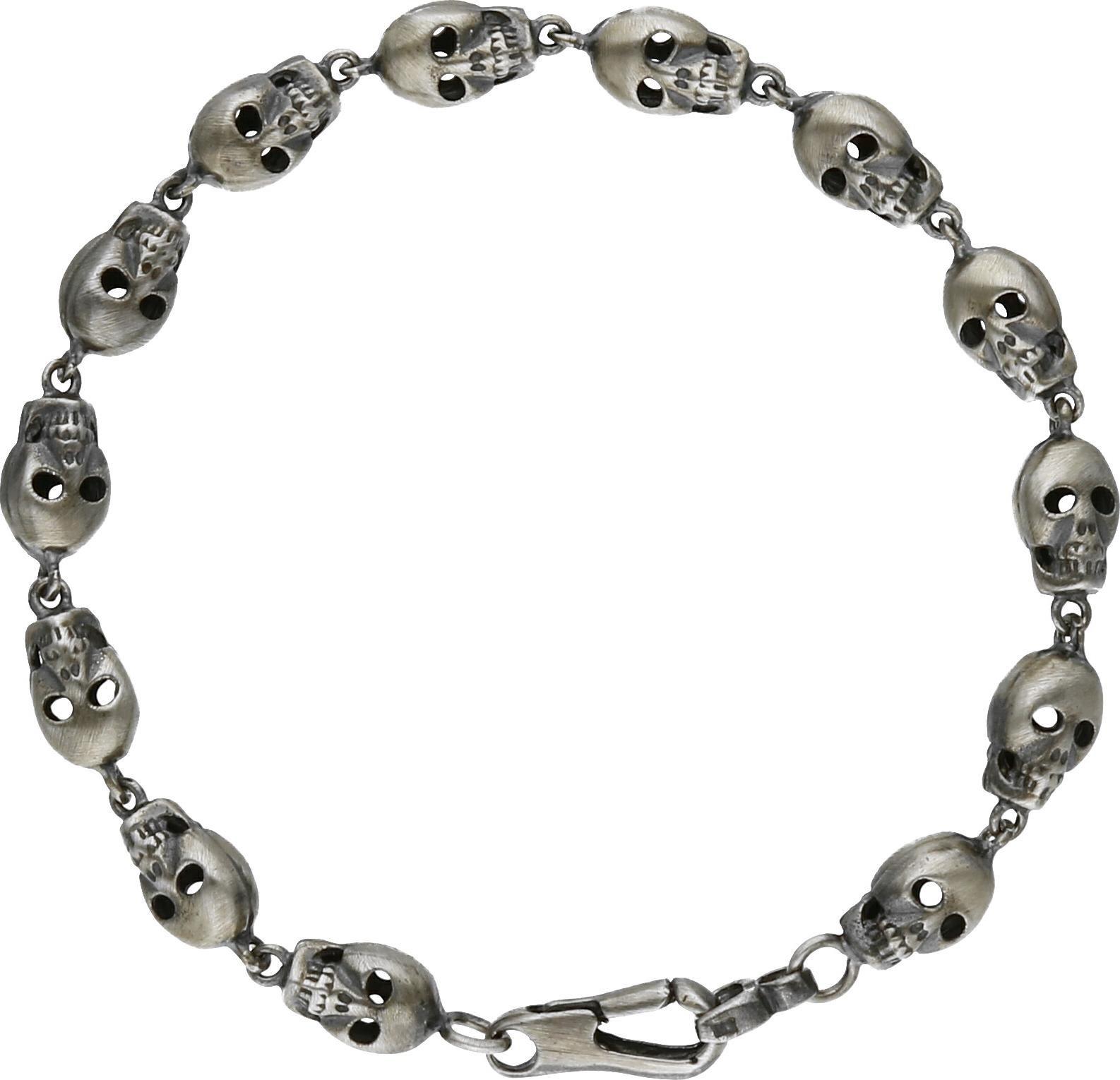 Rosanto Srebrna oksydowana bransoletka z czaszkami 22 cm 925