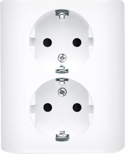 Kontakt-Simon Simon 54 Gniazdo podwójne Schuko podtynkowe z przesłonami wersja skandynawska białe EGSZ2PZ/11