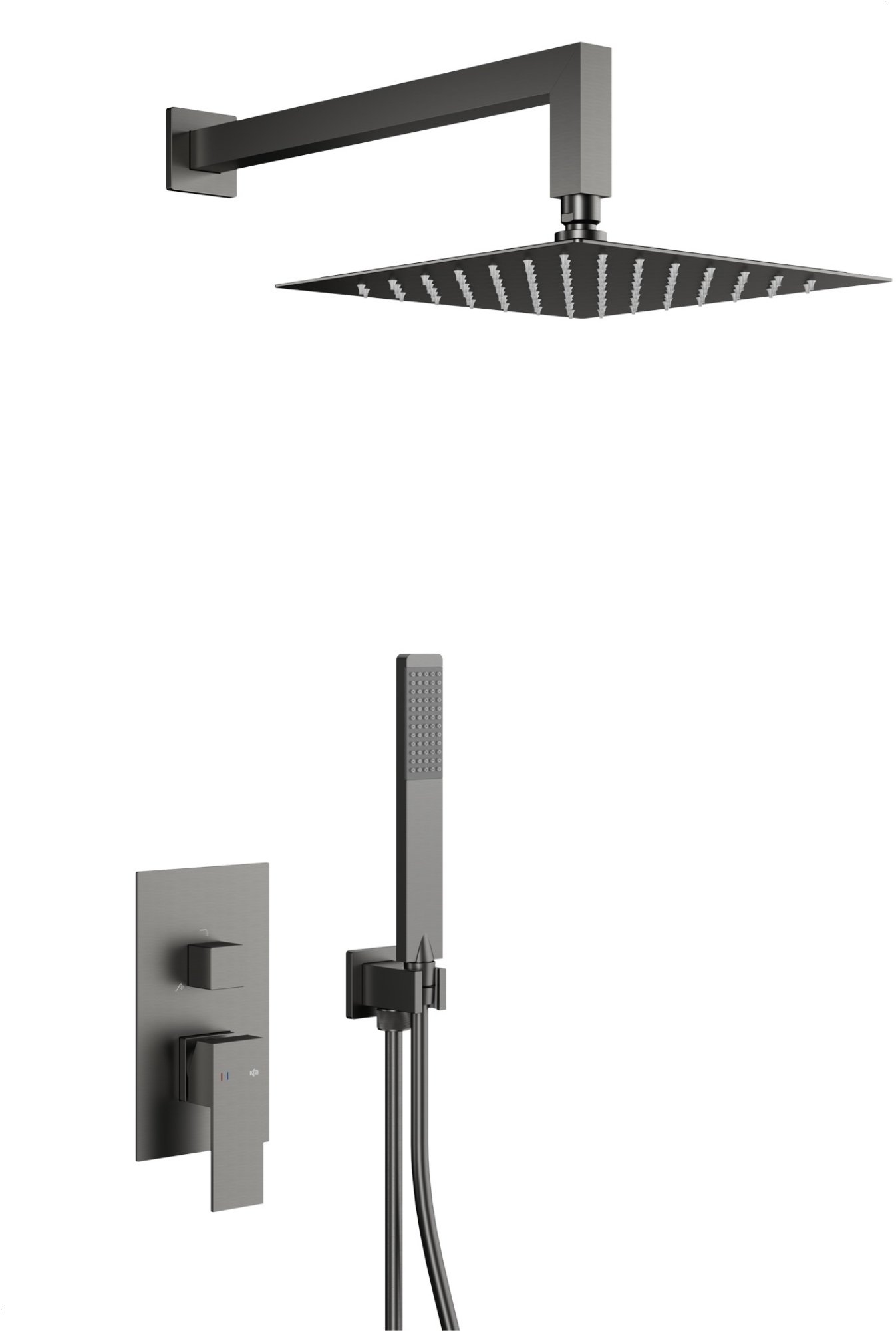 5139-501-61 / KFA / LOGON / ZESTAW NATRYSKOWY PODTYNKOWY Z BATERIĄ 3 FUNKCYJNĄ, PVD GUN METAL GREY /